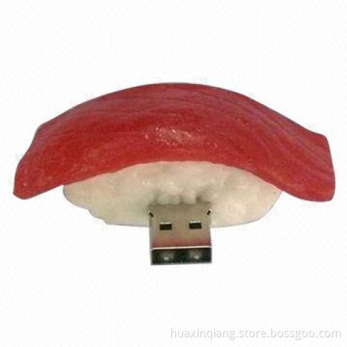 Bacon-shaped USB Flash Disk, 128MB-64GB Capacities, Logo Design, Soft PVC, 5 Years Warranty, USB 2.0